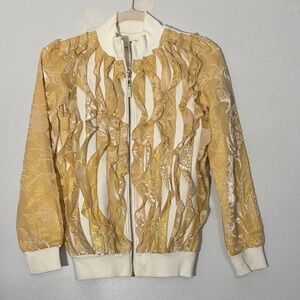 Roberto Cavalli Gold and Cream Bomber Jacket